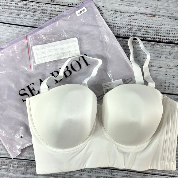 SEA BBOT White Strapless Bra Corset Plus size 42DDD Option Straps - Picture 1 of 11